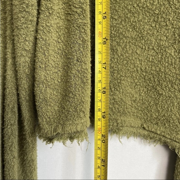 Free People Green Emma’s Henley Top Sz L Tie Waist Raw Hem LS Fairy Boho EUC - Picture 6 of 14